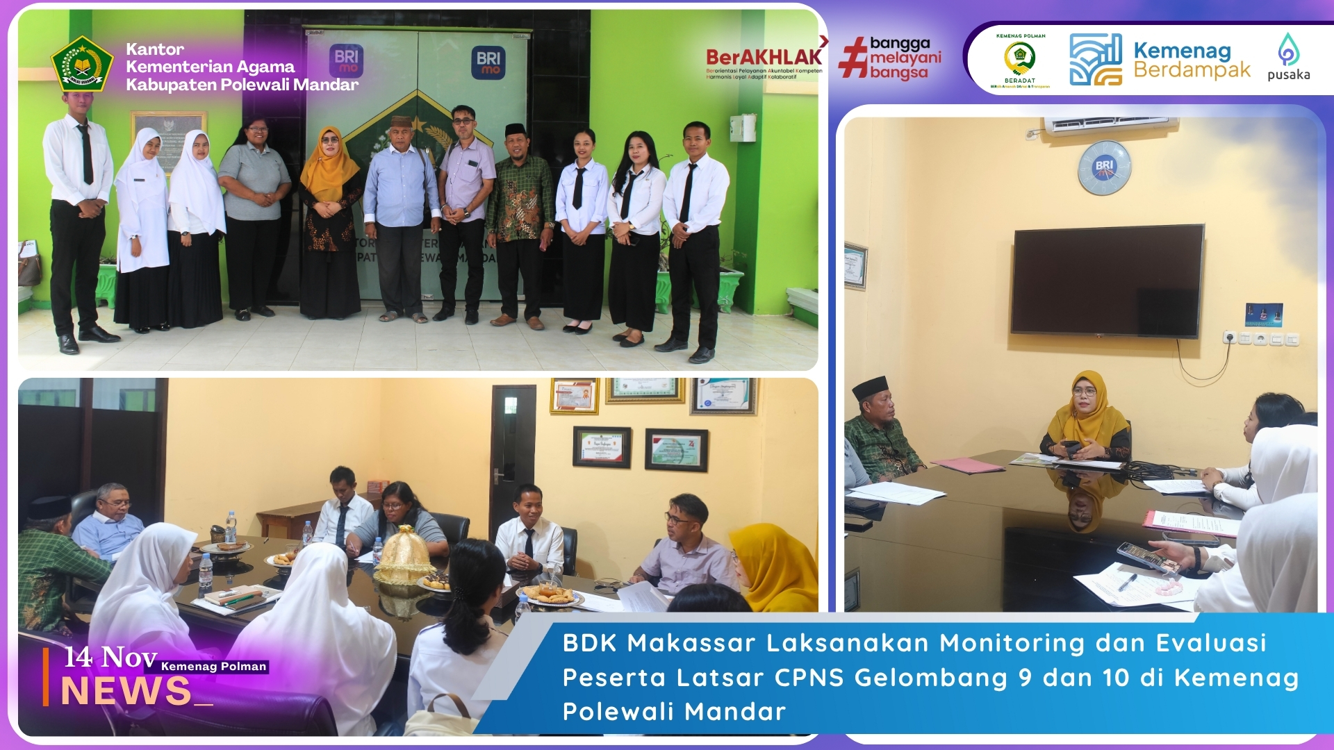 BDK Makassar Laksanakan Monitoring dan Evaluasi Peserta Latsar CPNS Gelombang 9 dan 10 di Kemenag Polewali Mandar