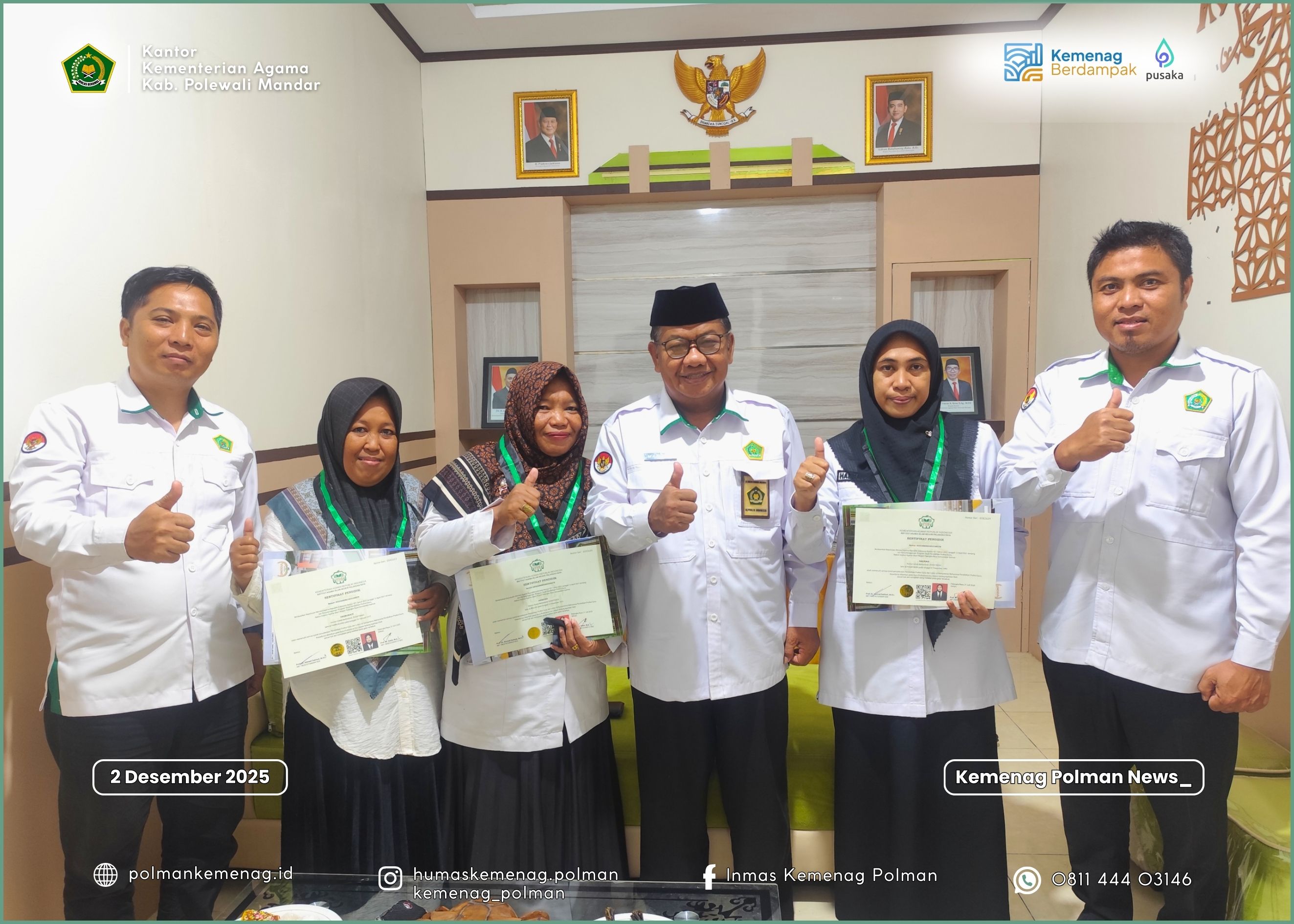 Peningkatan Profesionalisme Guru: Tiga Guru Madrasah Polman Menerima Sertifikat PPG