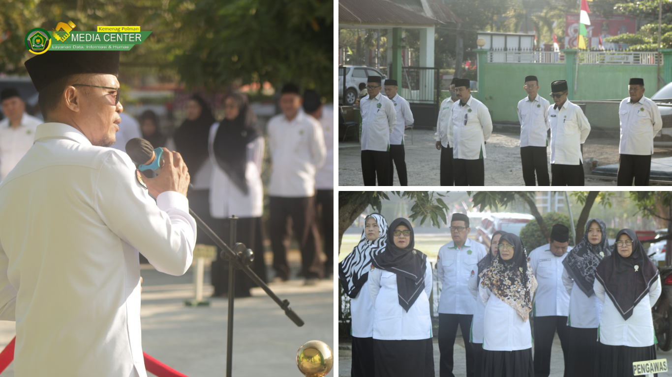 Apel Pagi Kemenag Polman, Kasi PAIS Sampaikan Apresiasi atas Prestasi Juara Umum Kemah Rohis tingkat SMA/SMK.