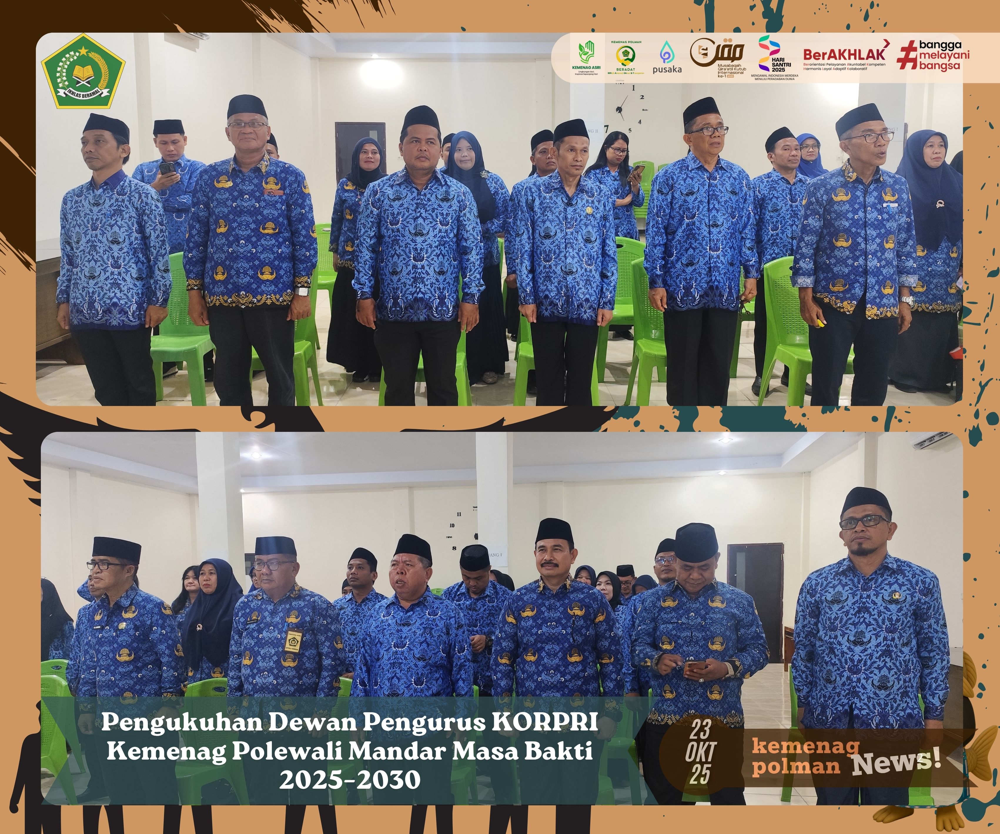 Pengukuhan Dewan Pengurus KORPRI Kemenag Polewali Mandar Masa Bakti 2025–2030