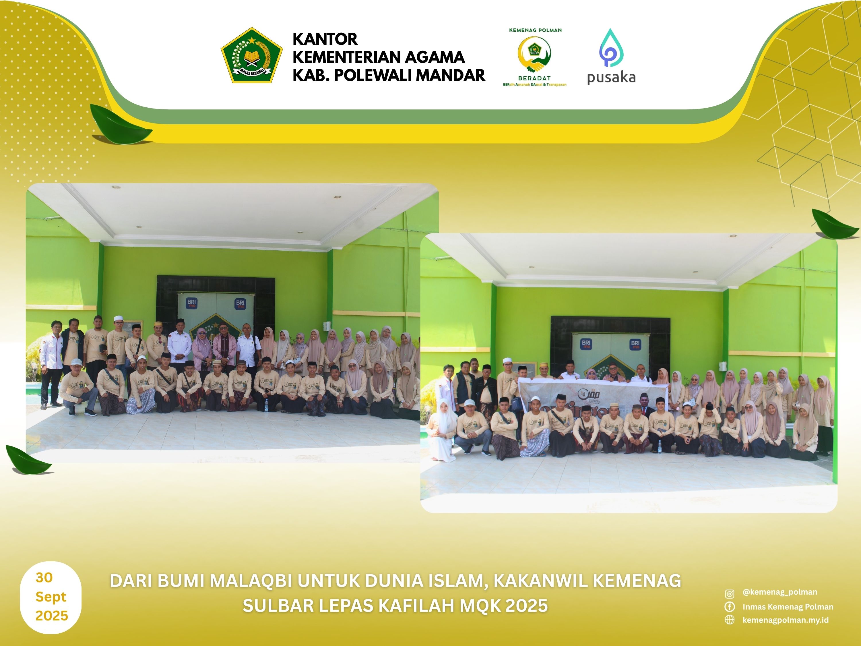 Dari Bumi Malaqbi untuk Dunia Islam, Kakanwil Kemenag Sulbar Lepas Kafilah MQK 2025