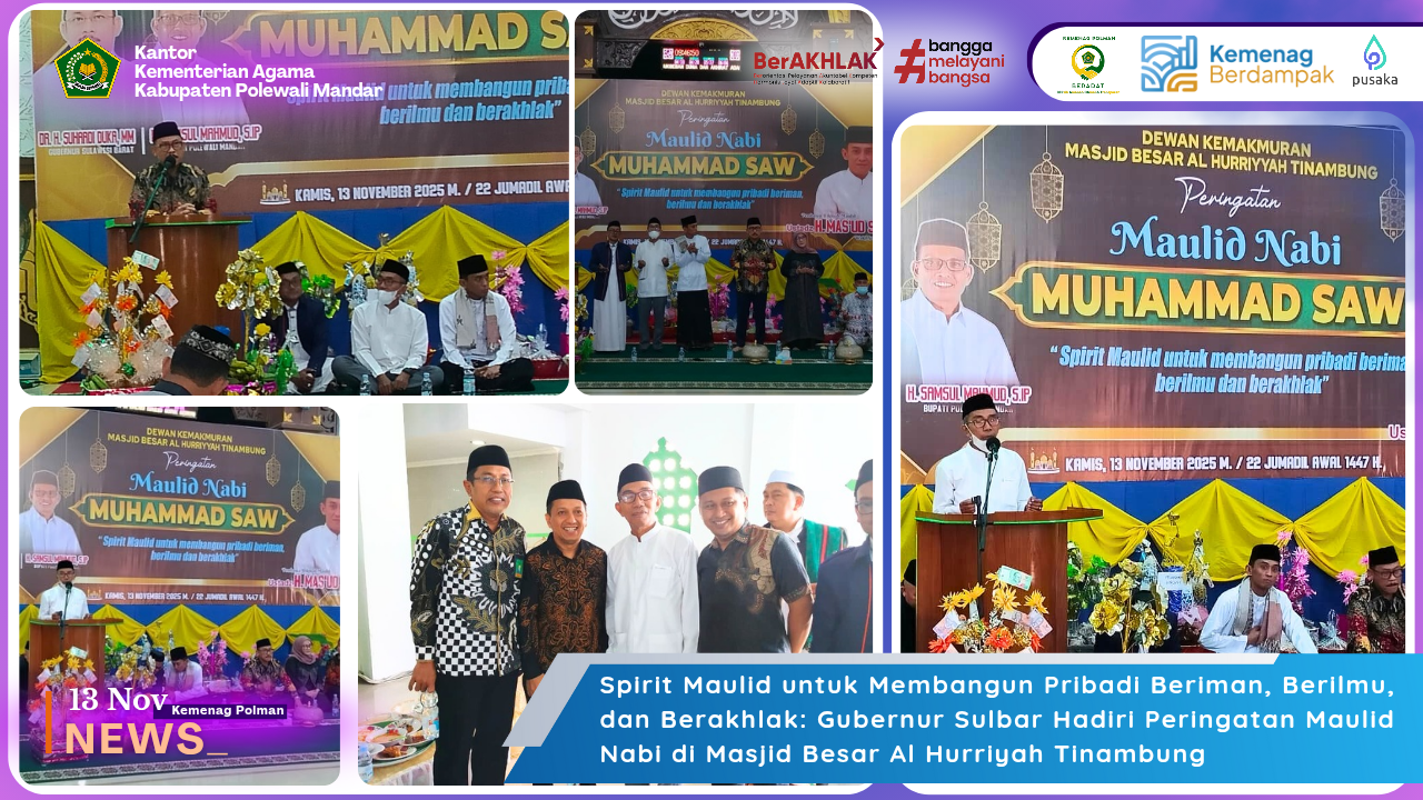 Spirit Maulid untuk Membangun Pribadi Beriman, Berilmu, dan Berakhlak: Gubernur Sulbar Hadiri Peringatan Maulid Nabi di Masjid Besar Al Hurriyah Tinambung