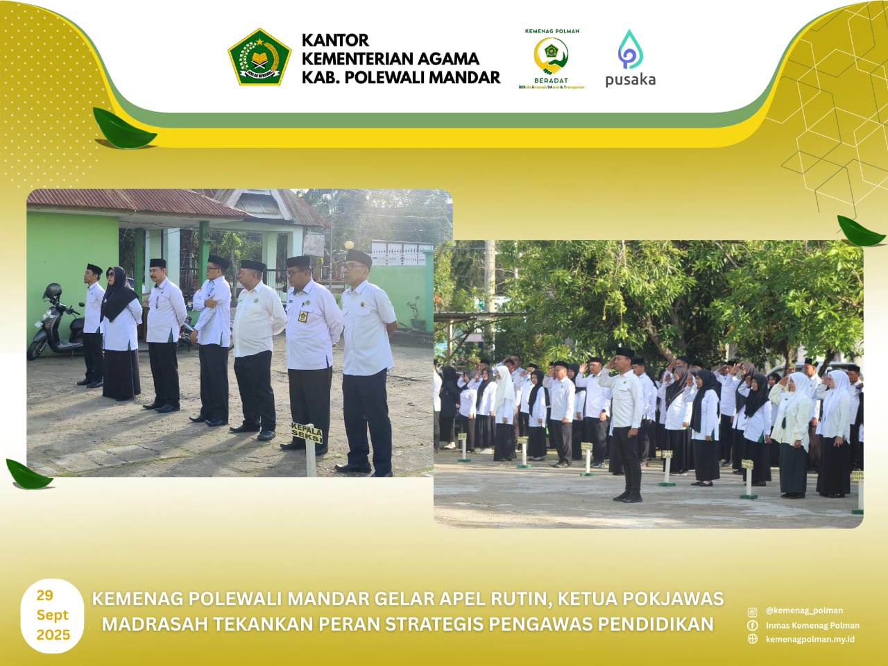 Kemenag Polewali Mandar Gelar Apel Rutin, Ketua Pokjawas Madrasah Tekankan Peran Strategis Pengawas Pendidikan
