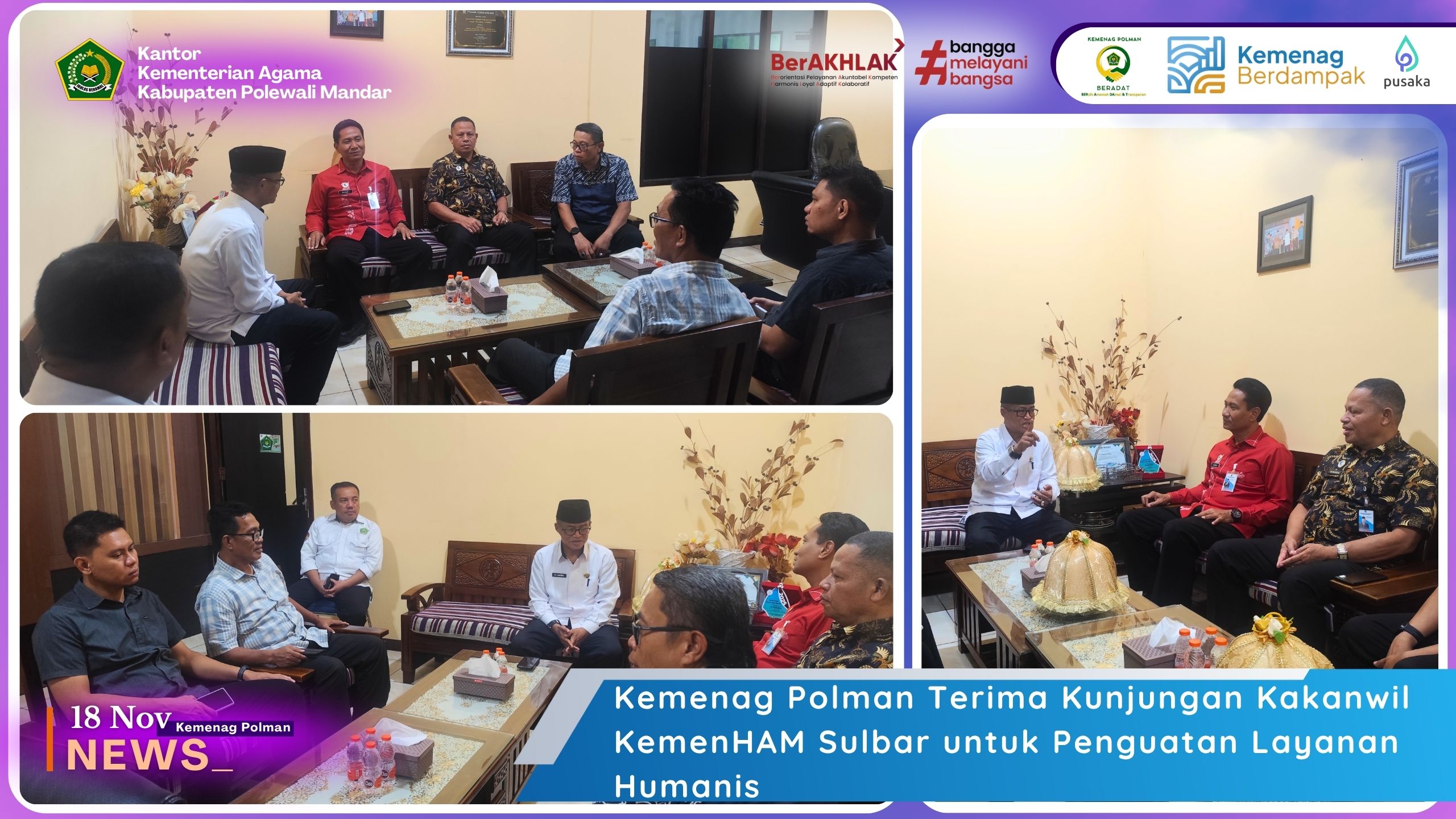 Kemenag Polman Terima Kunjungan Kakanwil KemenHAM Sulbar untuk Penguatan Layanan Humanis
