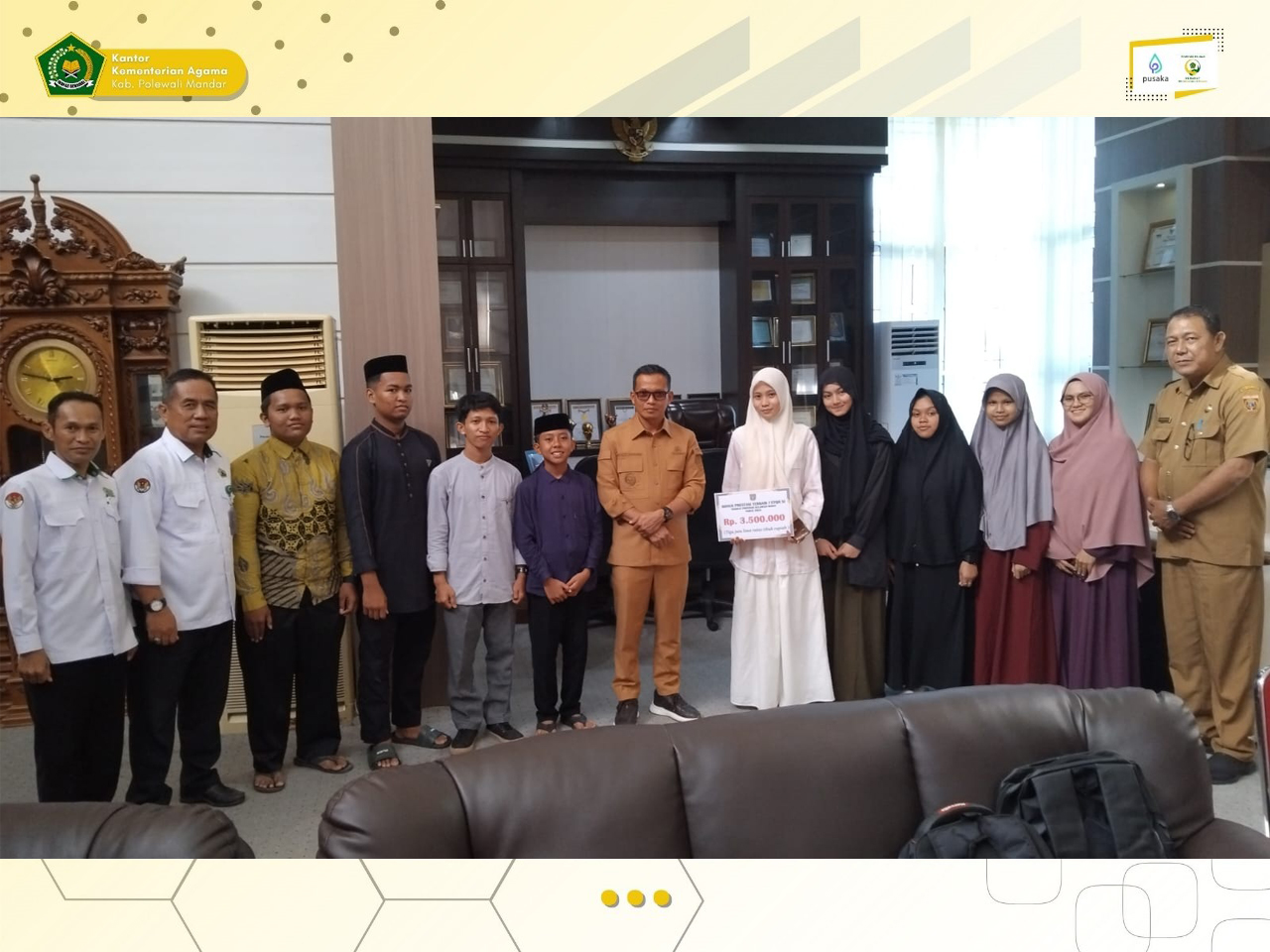 Bupati Polman Bersilaturahmi dengan Kafilah STQH Peraih Juara 1 Tingkat Provinsi Sulbar, Beri Apresiasi dan Dana Pembinaan