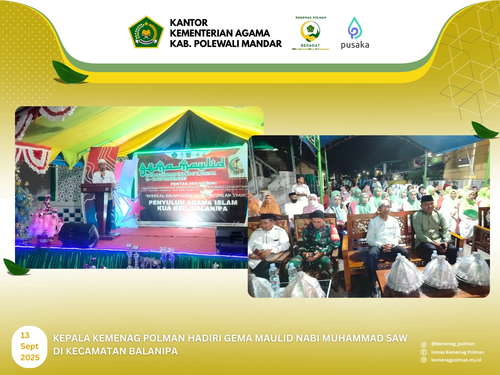 Kepala Kemenag Polman Hadiri Gema Maulid Nabi Muhammad SAW di Balanipa