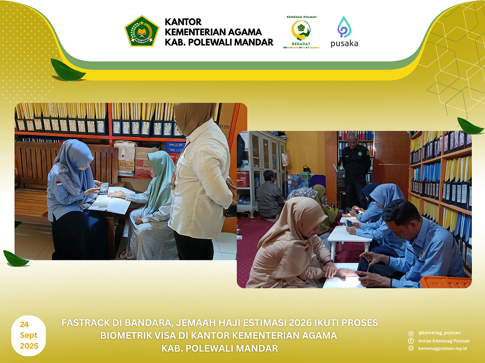 Fastrack di Bandara, Jemaah Haji Estimasi 2026 Ikuti Proses Biometrik Visa di Kantor Kementerian Agama  Kab. Polewali Mandar
