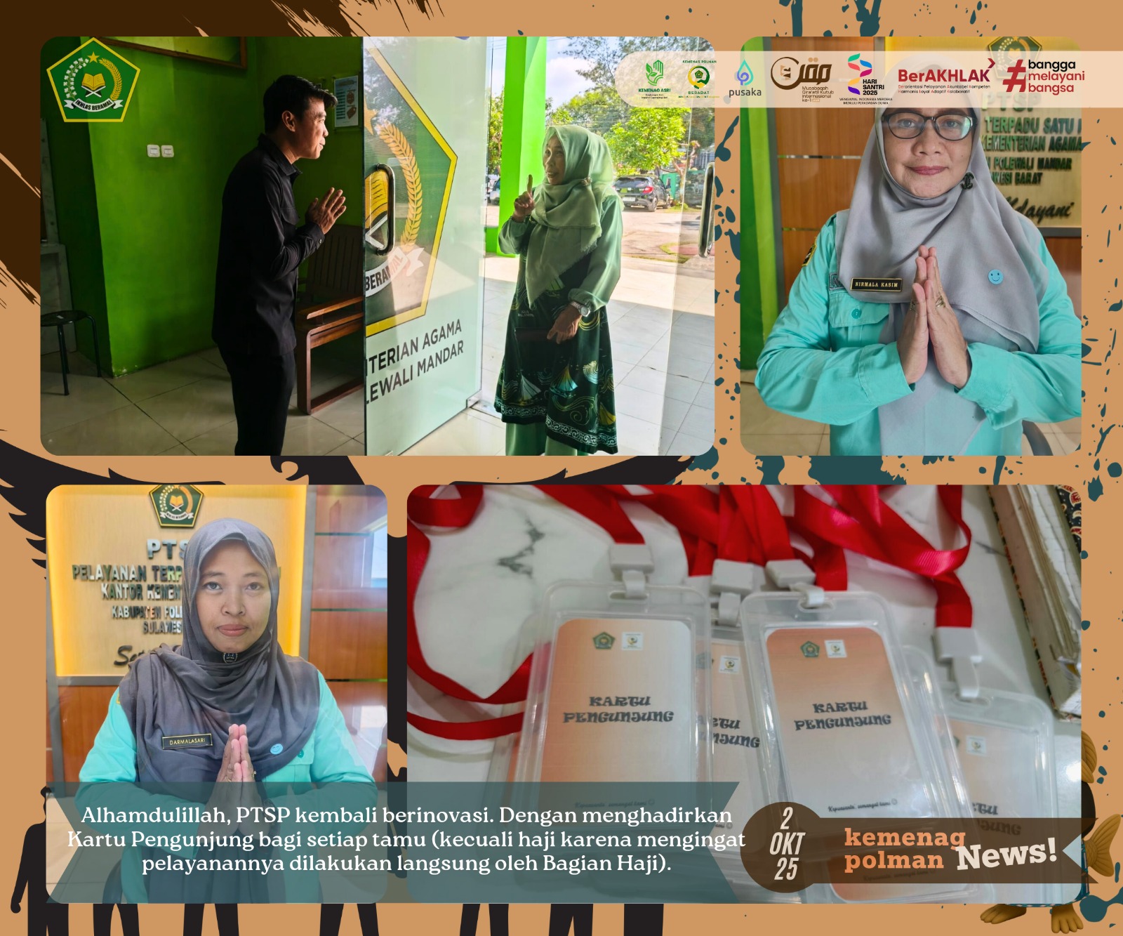 Alhamdulillah, PTSP kembali berinovasi. Dengan menghadirkan kartu pengunjung bagi setiap tamu (kecuali haji karena mengingat pelayanannya dilakukan langsung oleh Bagian Haji).