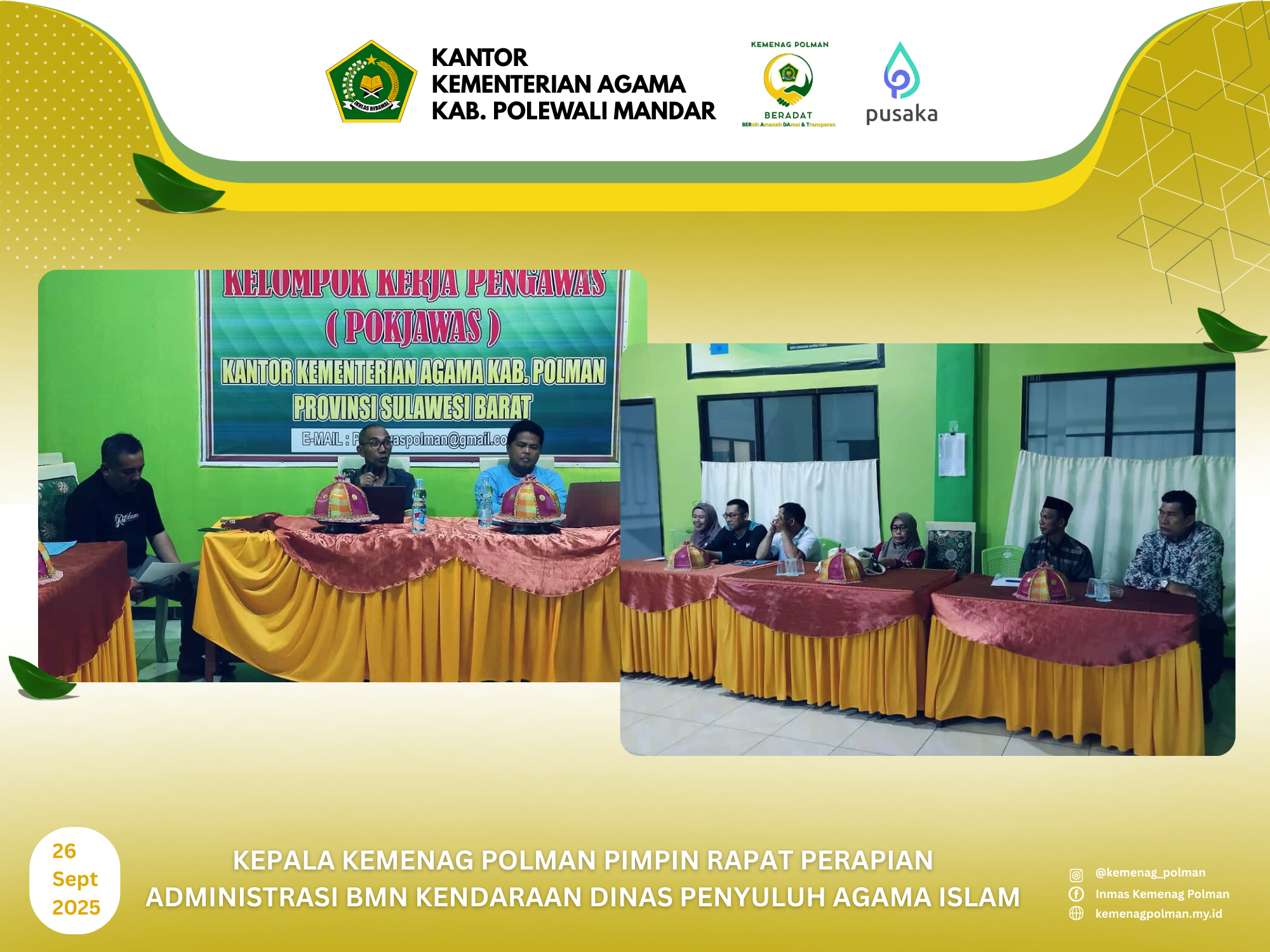 Kepala Kemenag Polman Pimpin Rapat Perapian Administrasi BMN Kendaraan Dinas Penyuluh Agama Islam