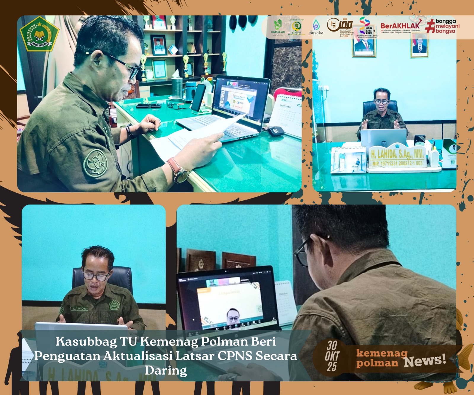 Kasubbag TU Kemenag Polman Beri Penguatan Aktualisasi Latsar CPNS Secara Daring