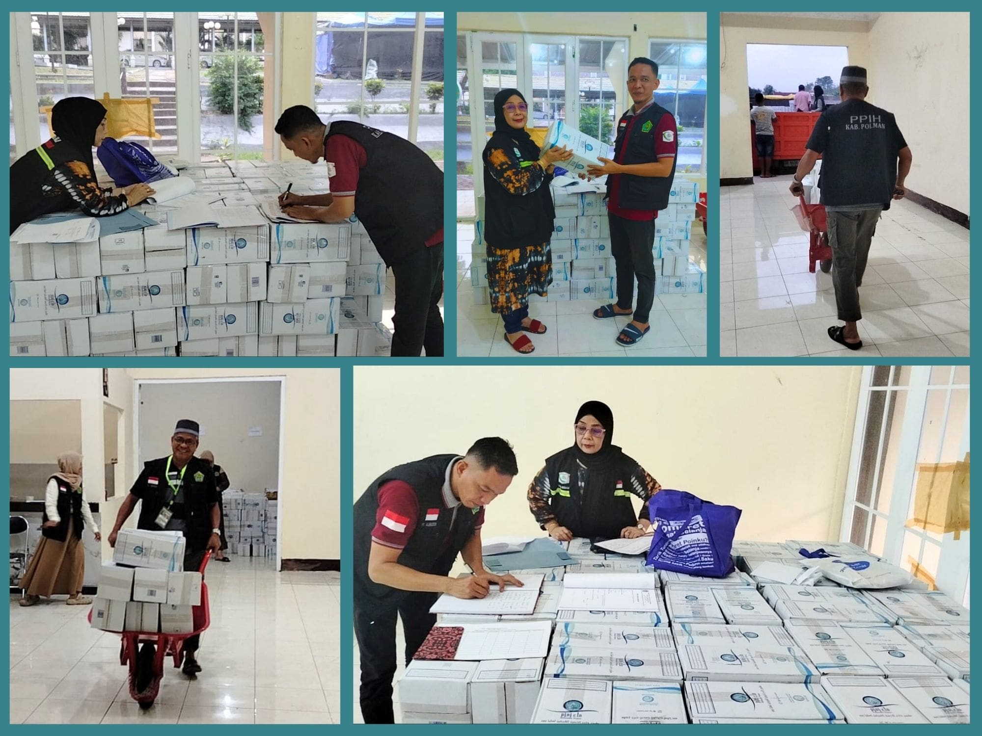 Pengambilan Air Zamzam untuk Jamaah Haji Kloter 11 dan 19, Ditandai dengan Penyerahan Simbolis dari Petugas Haji Embarkasi Makassar kepada Seksi PHU Kemenag Polman.