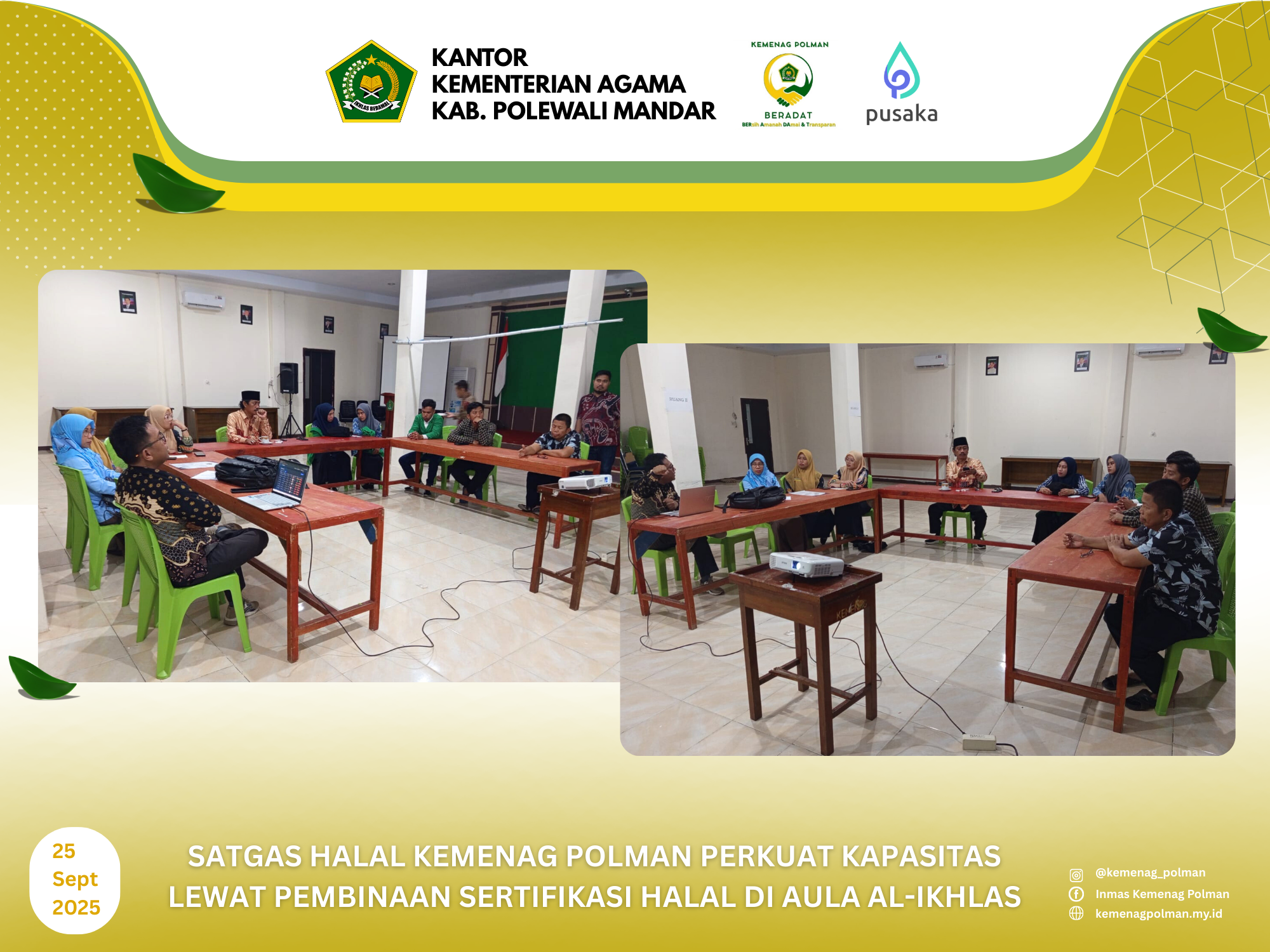 Satgas Halal Kemenag Polman Perkuat Kapasitas Lewat Pembinaan Sertifikasi Halal di Aula Al-Ikhlas
