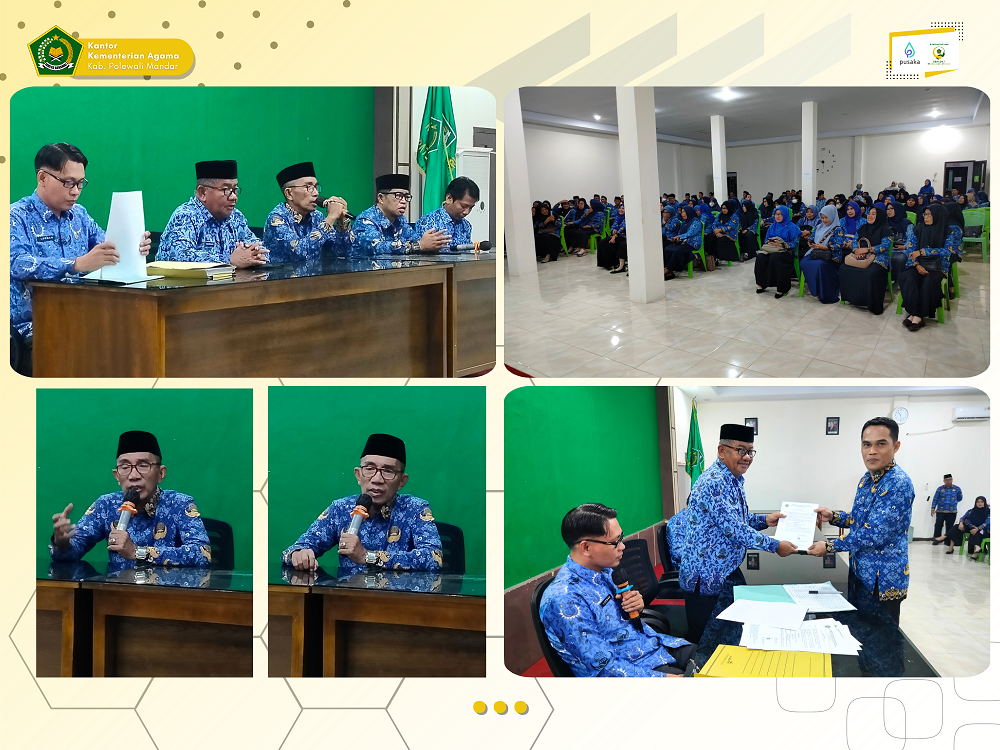 Penyerahan Surat Penugasan Jabatan Fungsional Guru di Lingkup Kantor Kementerian Agama Kab. Polewali Mandar